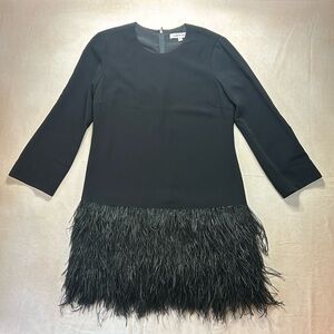Elizabeth and James Black Feather Hem Shift Dress